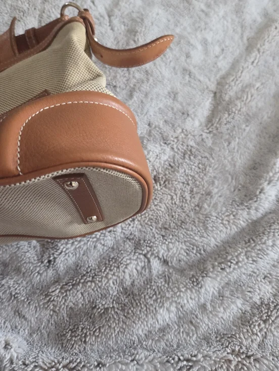 Dooney & Bourke Tan Canvas and Brown Leather Shoulder Bag - Picture 11 of 13